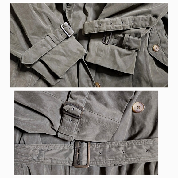 Vtg Burberry | Nova Check Olive Green Trench Coat | With liner | Brass buckles - Picture 14 of 16